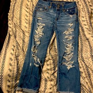 American eagle torn crop jeans